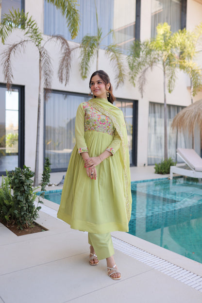 Designer Mal Chanderi 3-piece Anarkali Set