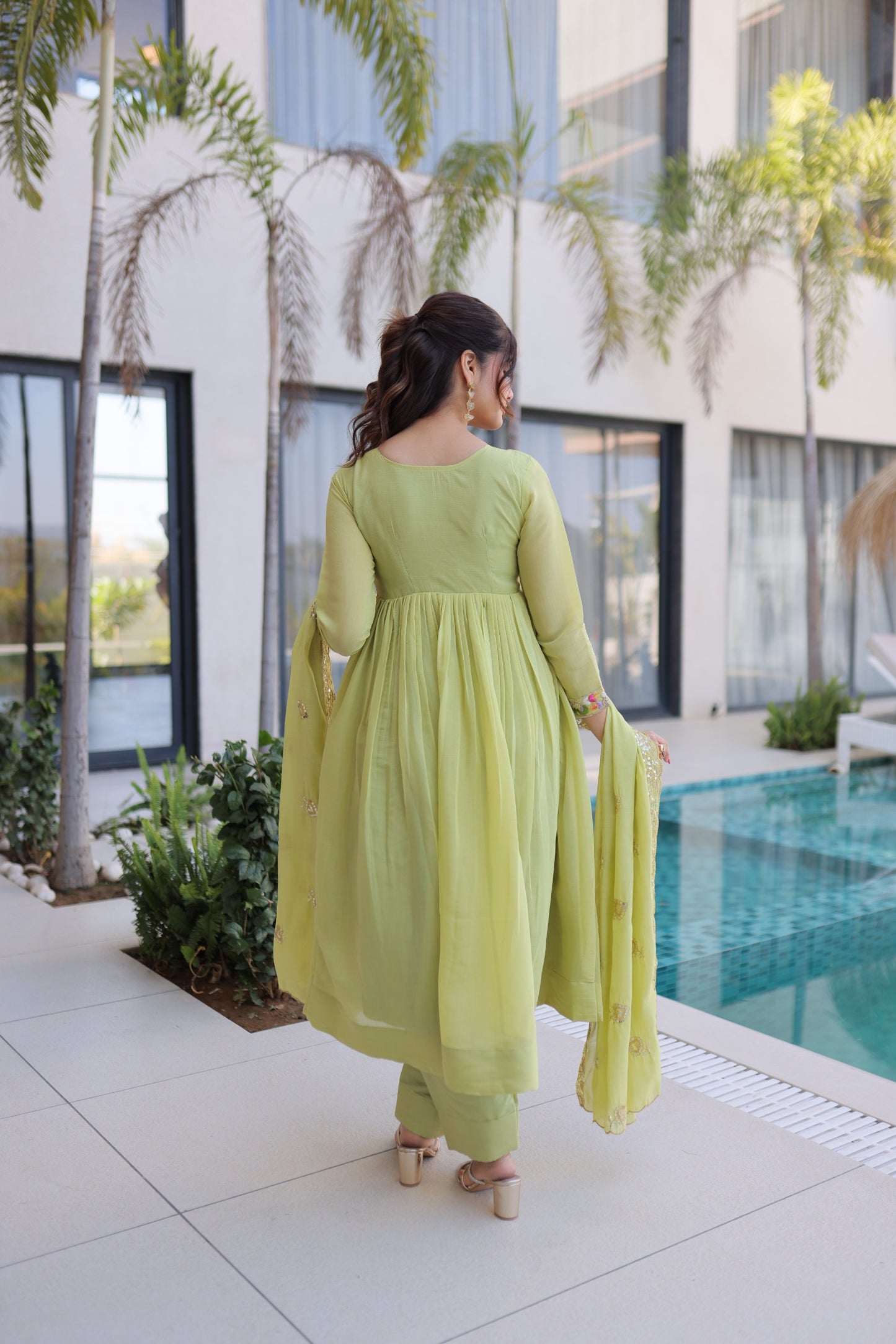 Designer Mal Chanderi 3-piece Anarkali Set
