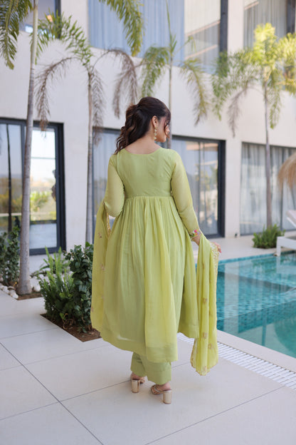 Designer Mal Chanderi 3-piece Anarkali Set