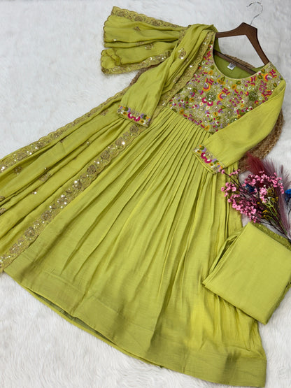 Designer Mal Chanderi 3-piece Anarkali Set