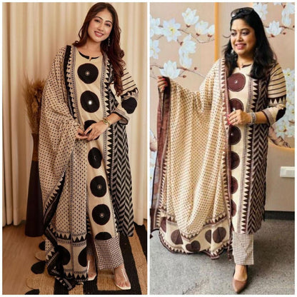 Trendy Cotton Kurta 3-Piece Set