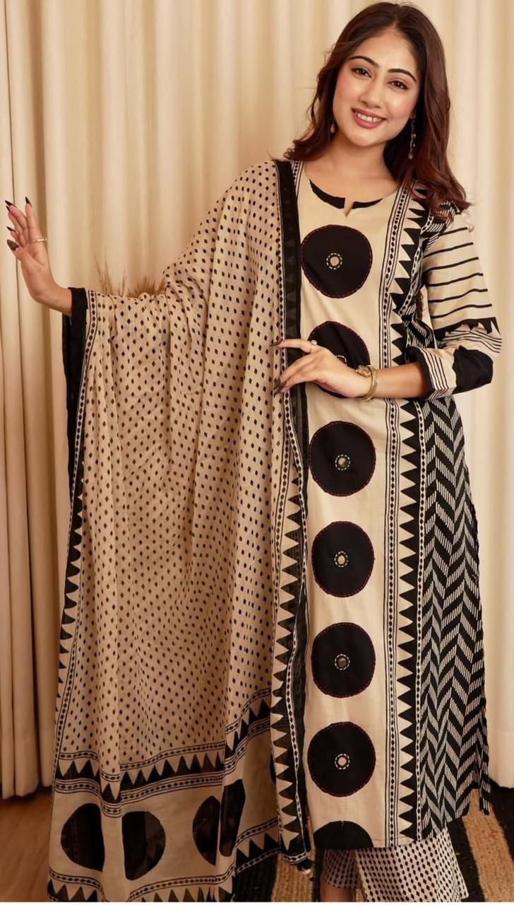 Trendy Cotton Kurta 3-Piece Set