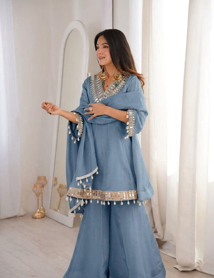 Real Mirror Work Palazzo Set