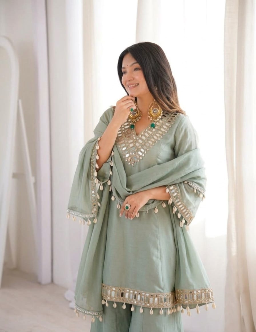 Real Mirror Work Palazzo Set