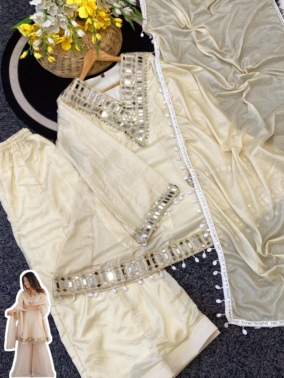 Real Mirror Work Palazzo Set