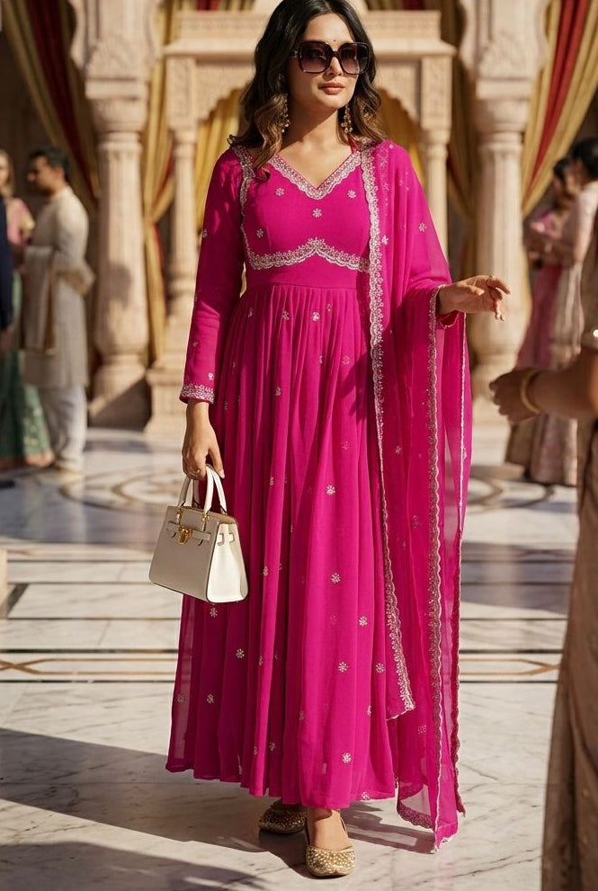 Stunning Georgette 3-Piece Anarkali Set