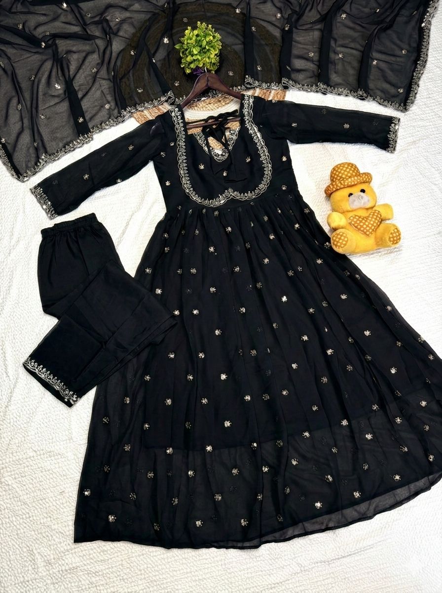 Stunning Georgette 3-Piece Anarkali Set