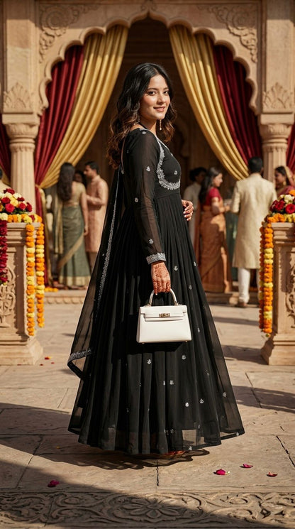 Stunning Georgette 3-Piece Anarkali Set