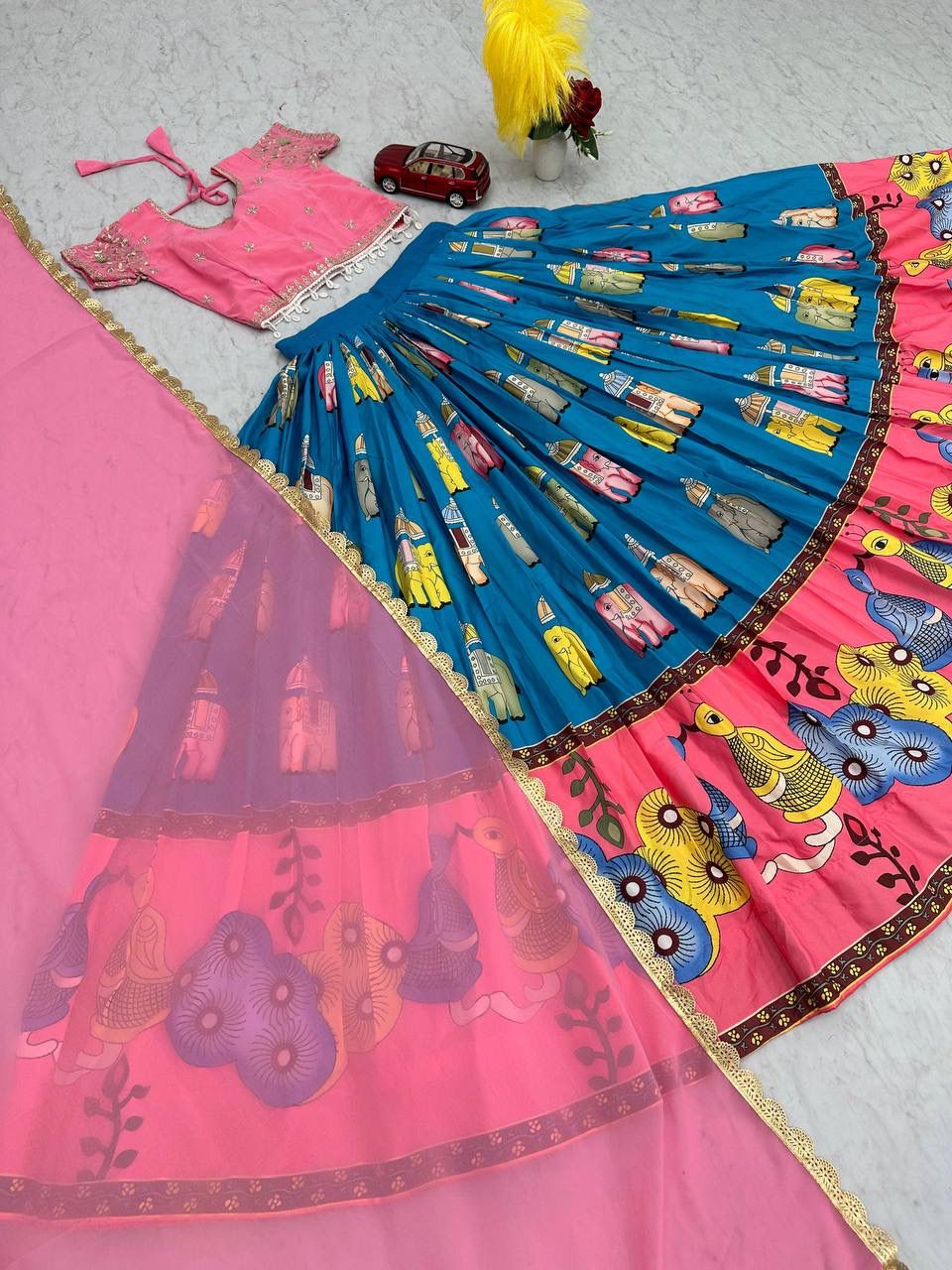 Festive Elegant Kalamkari Lehenga Set