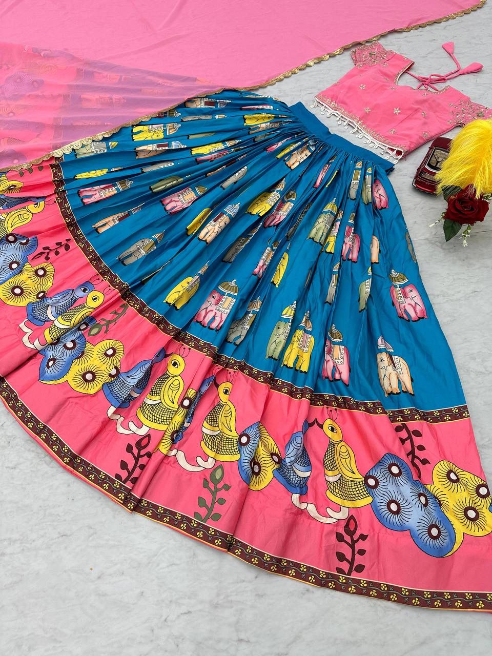 Festive Elegant Kalamkari Lehenga Set