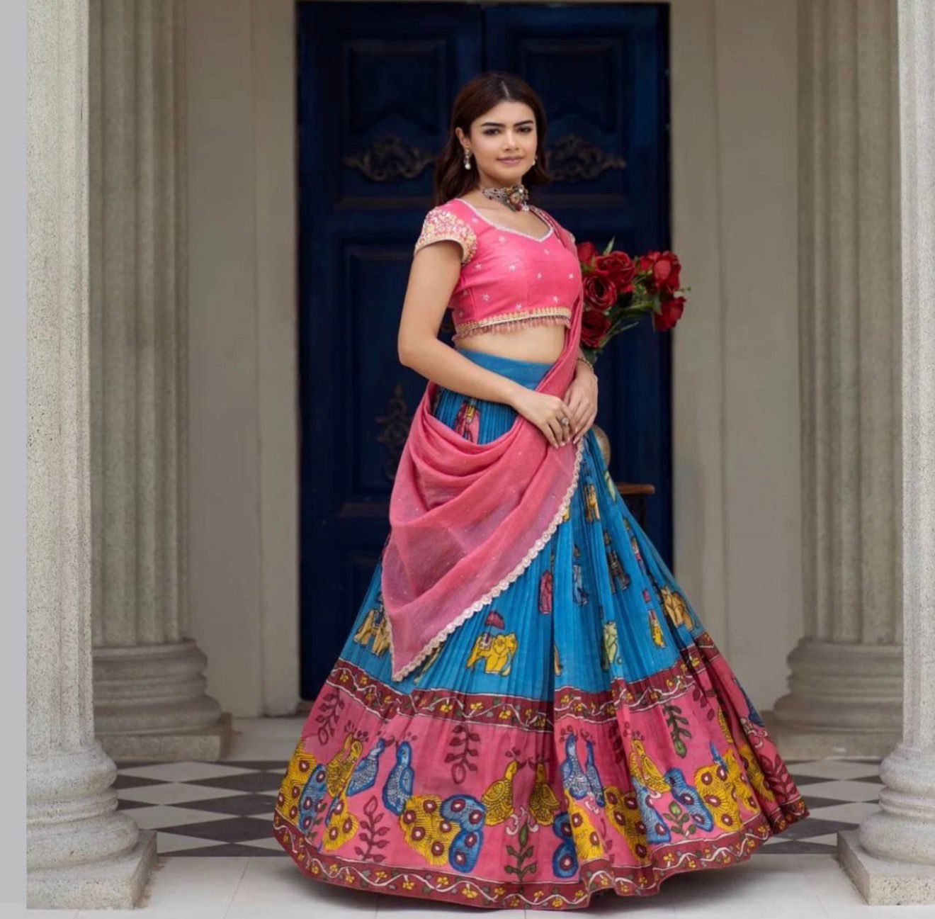Festive Elegant Kalamkari Lehenga Set