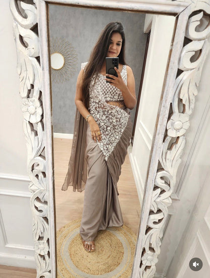 Trending Ready To Wear Chinon Saree
