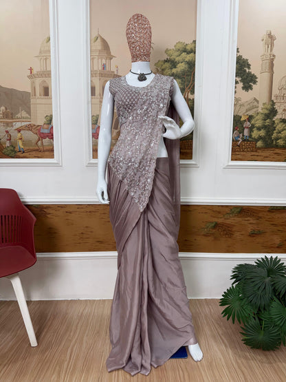 Trending Ready To Wear Chinon Saree