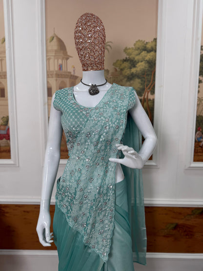 Trending Ready To Wear Chinon Saree
