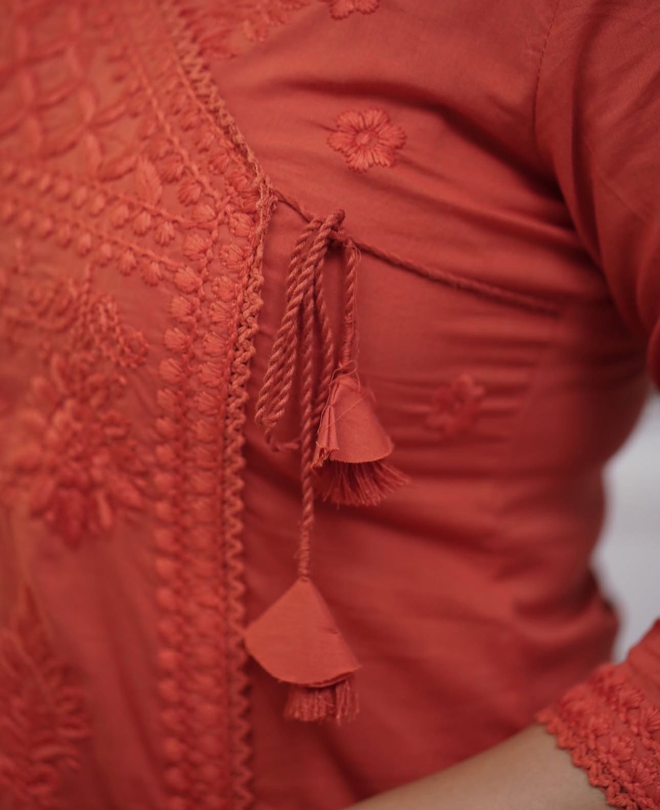 Cotton Chikankari Embroidery Angrakha Co-ord Set
