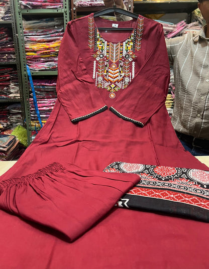 Premium Embroidered Cotton Kurta Set