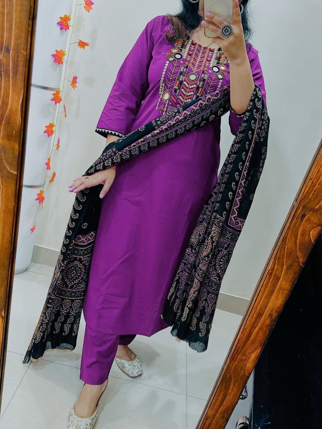 Premium Embroidered Cotton Kurta Set