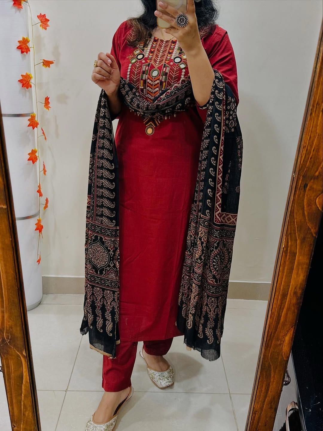Premium Embroidered Cotton Kurta Set