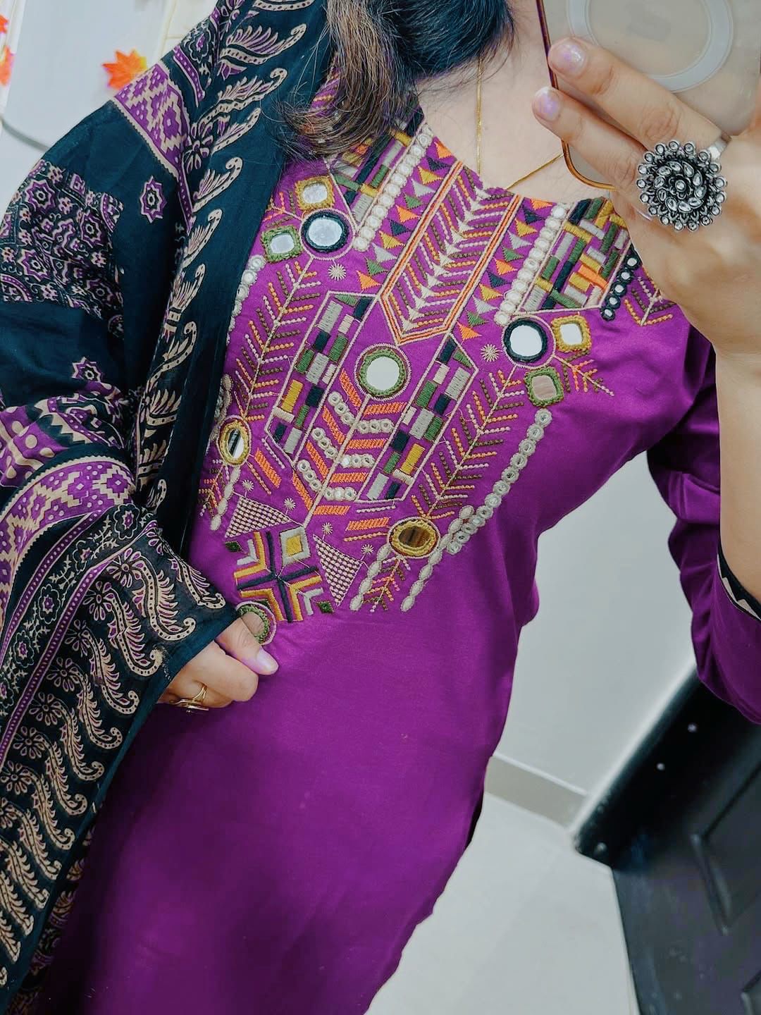 Premium Embroidered Cotton Kurta Set