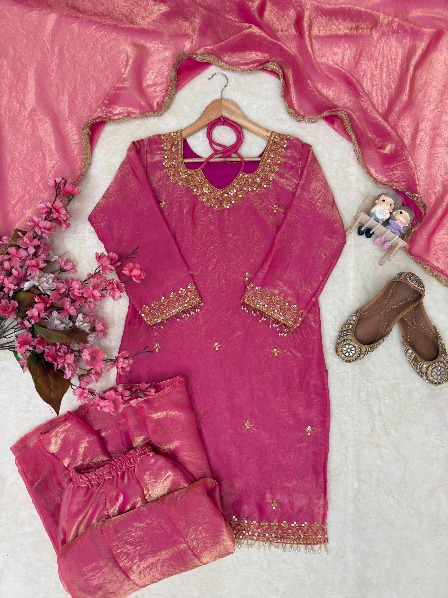 Graceful Fandy Silk Kurti Plazzo Set