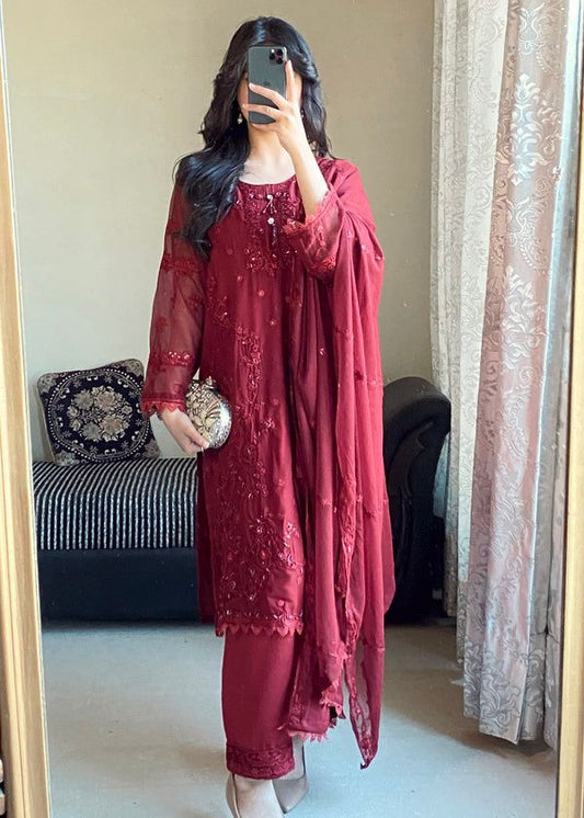 Designer Embroidered Kurti Palazzo Set