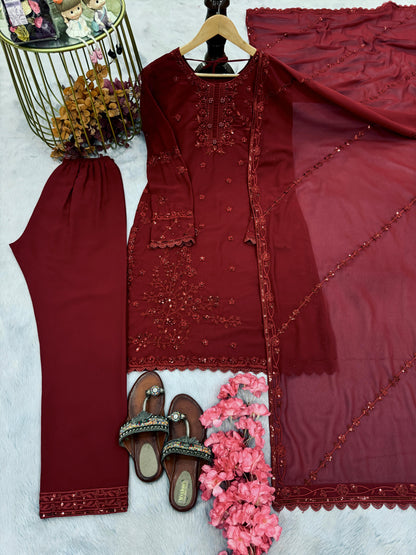 Designer Embroidered Kurti Palazzo Set