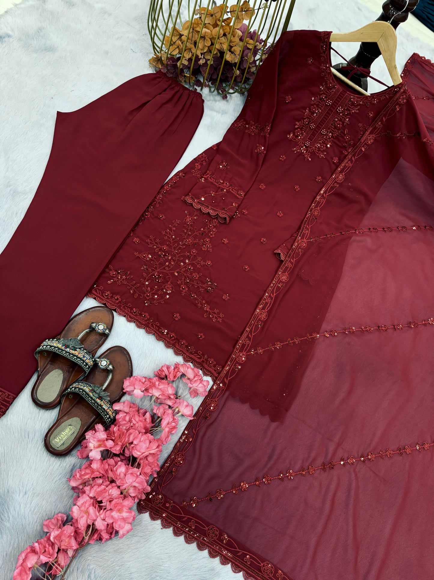 Designer Embroidered Kurti Palazzo Set