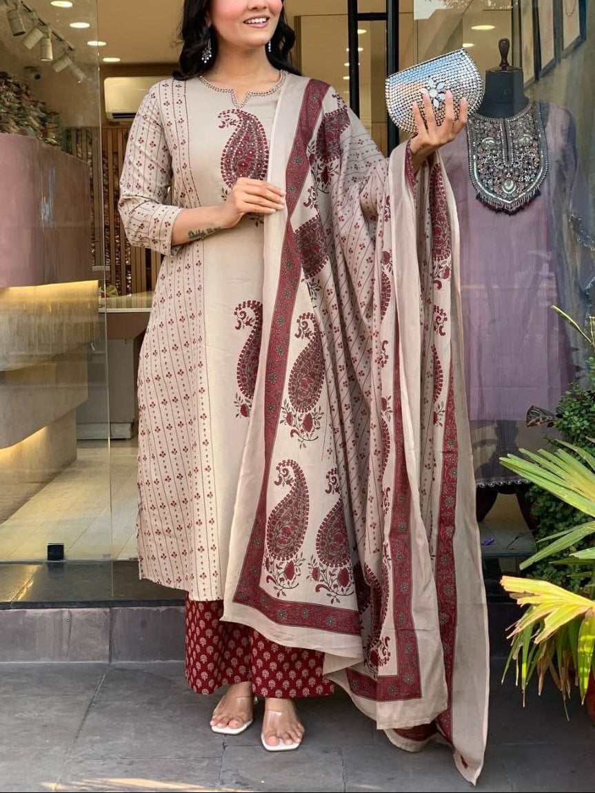 Morgan Sequence Silk Digital Print Kurti Set
