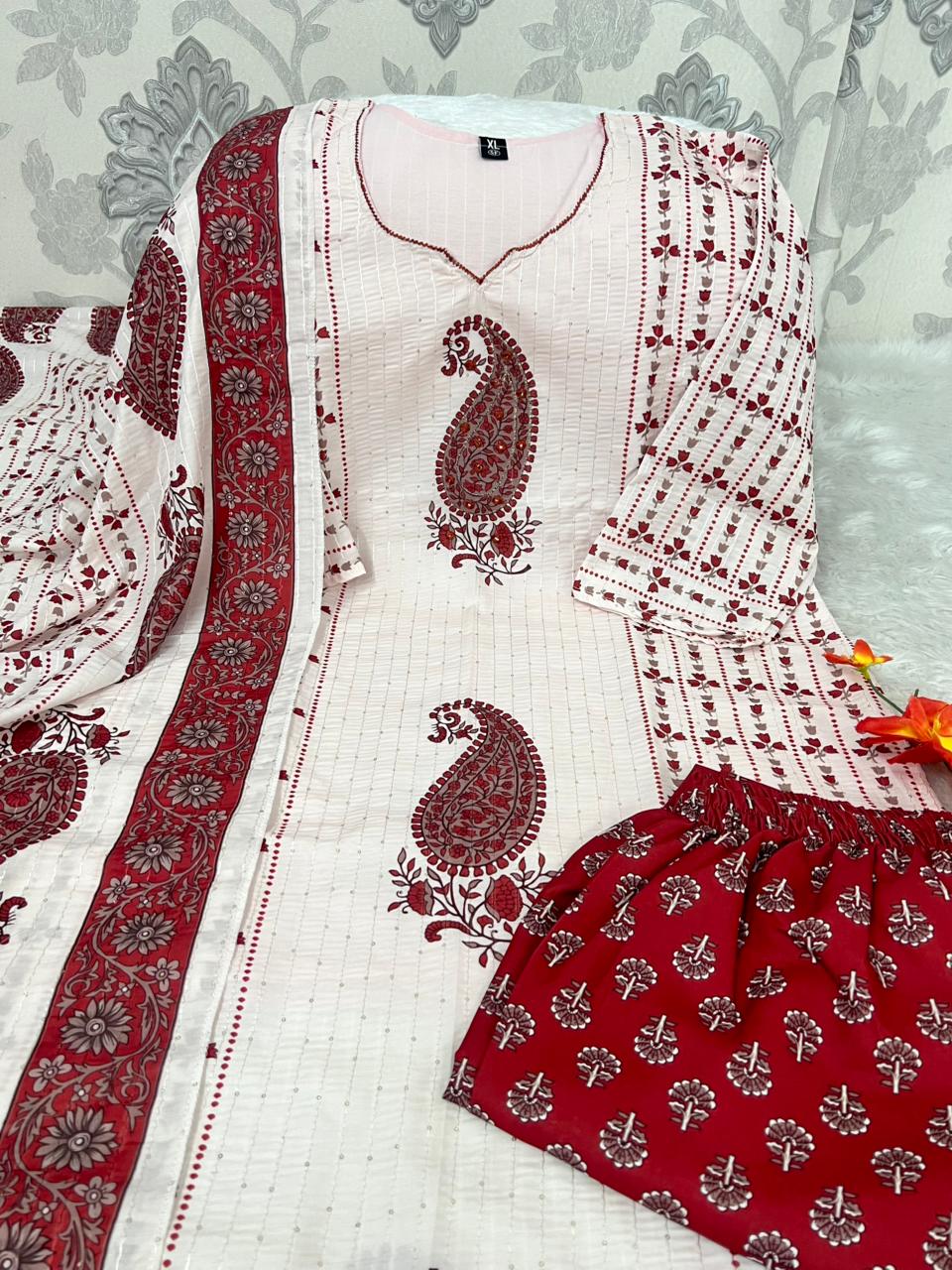 Morgan Sequence Silk Digital Print Kurti Set