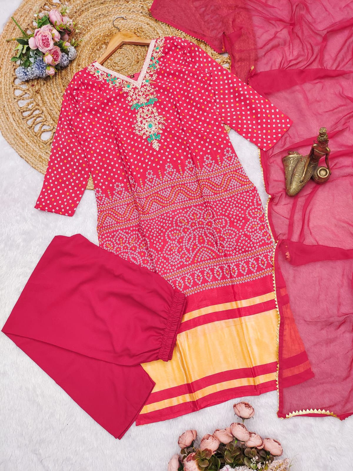 Stunning Bandhani Print Suit Set