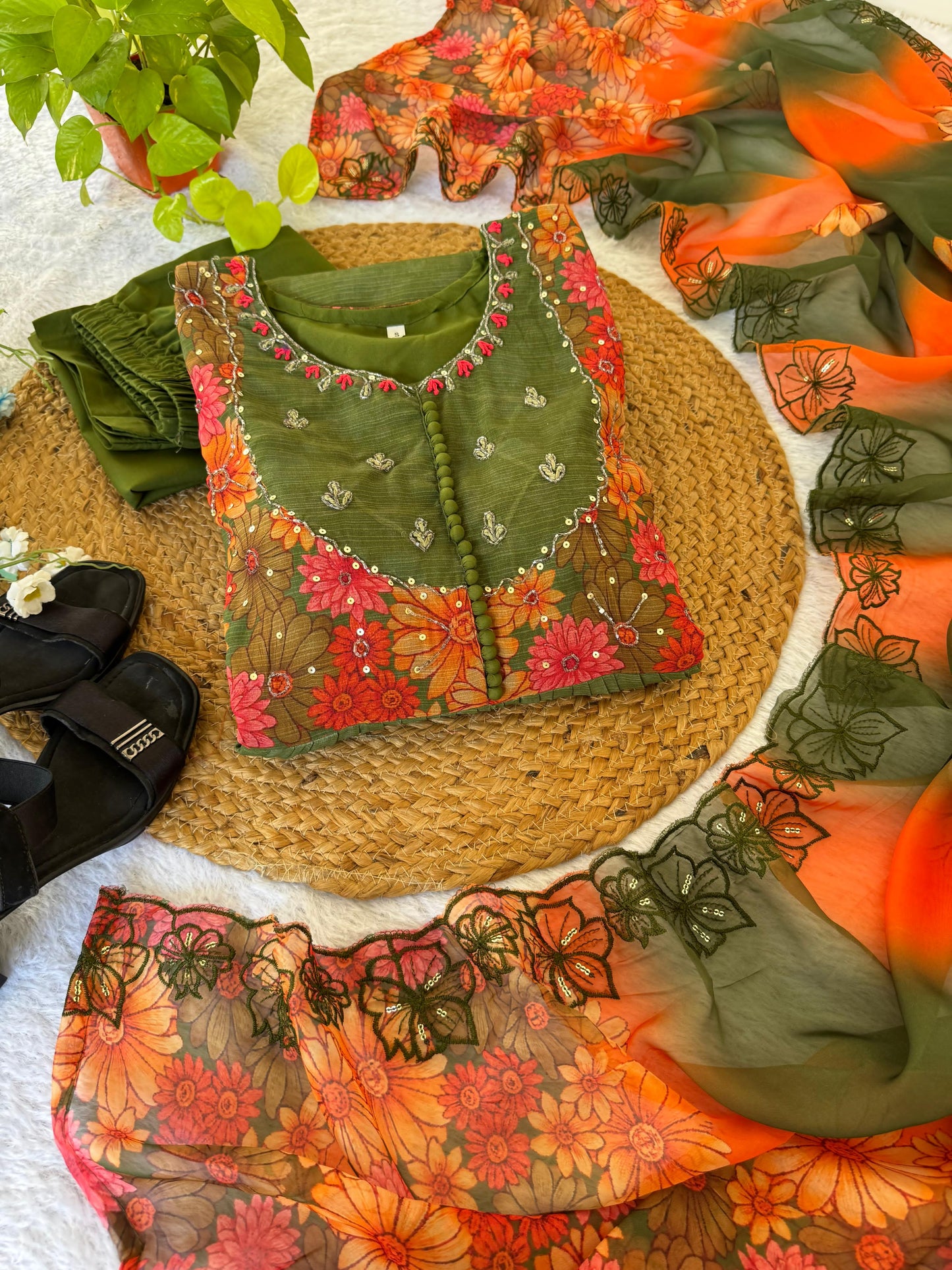 Graceful Gown Set With Handwork