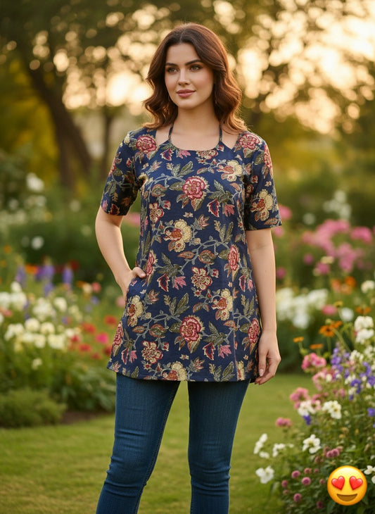 Elegant Cotton Straight Tops