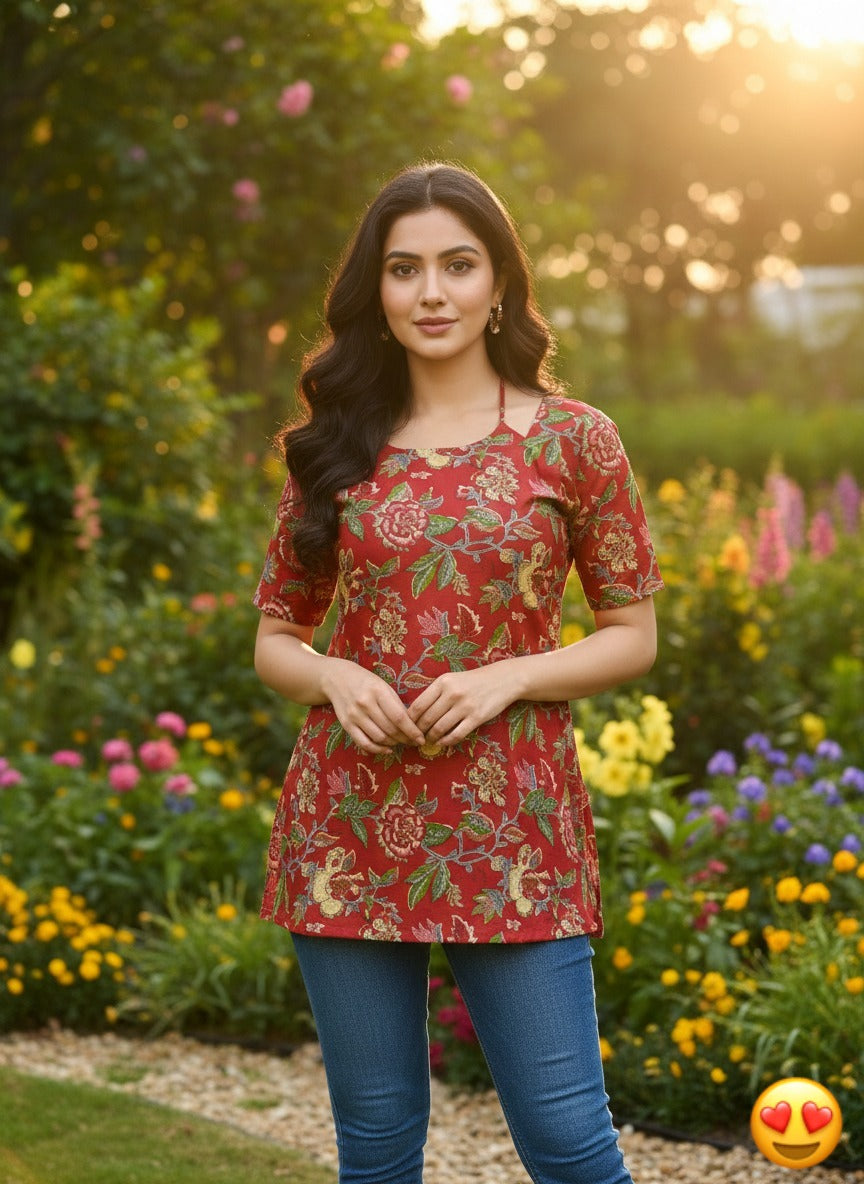 Elegant Cotton Straight Tops