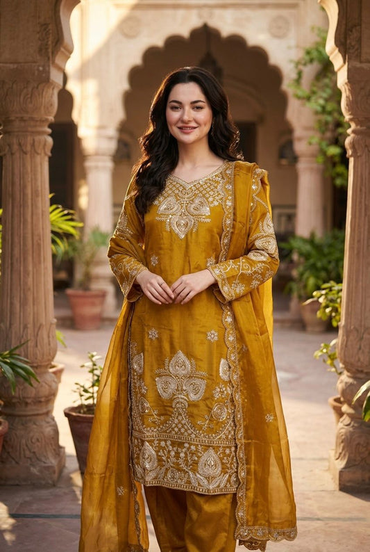 Festive Embroidered Silk 3-Piece Set