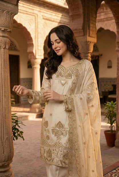 Festive Embroidered Silk 3-Piece Set