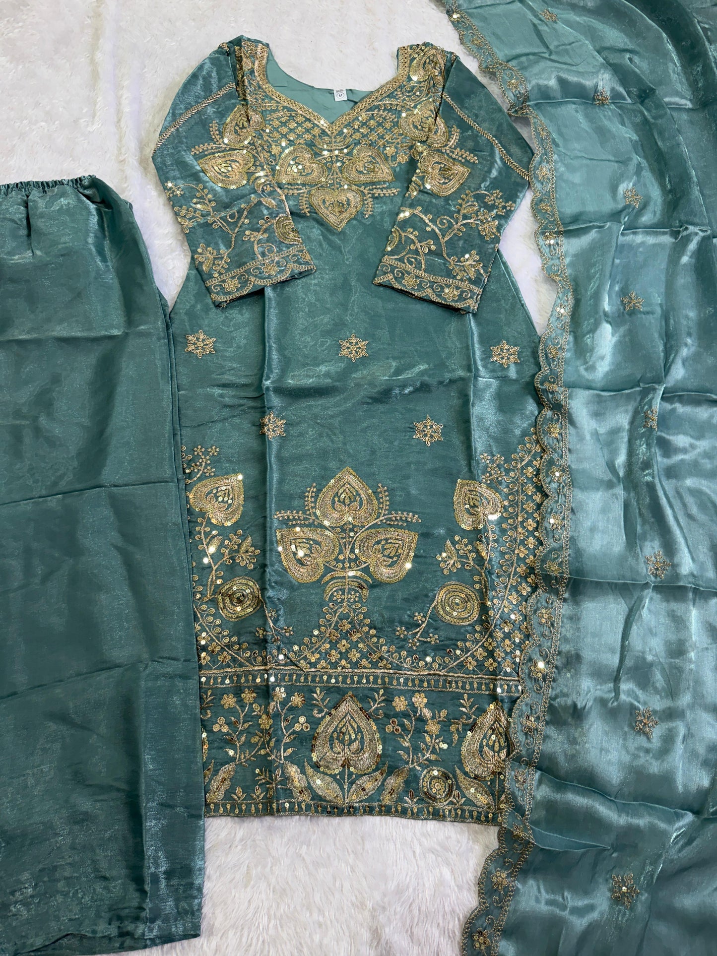 Festive Embroidered Silk 3-Piece Set