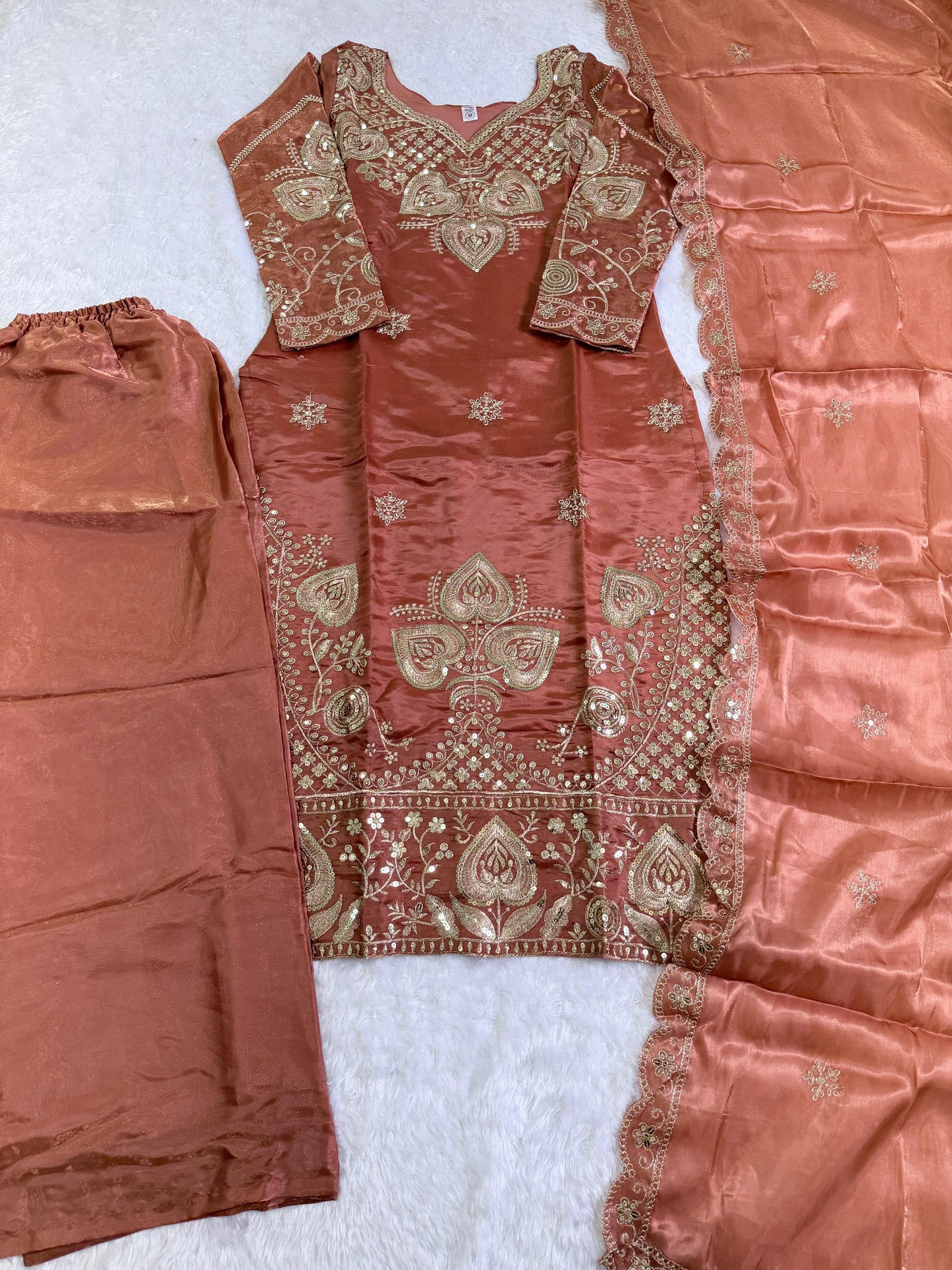 Festive Embroidered Silk 3-Piece Set