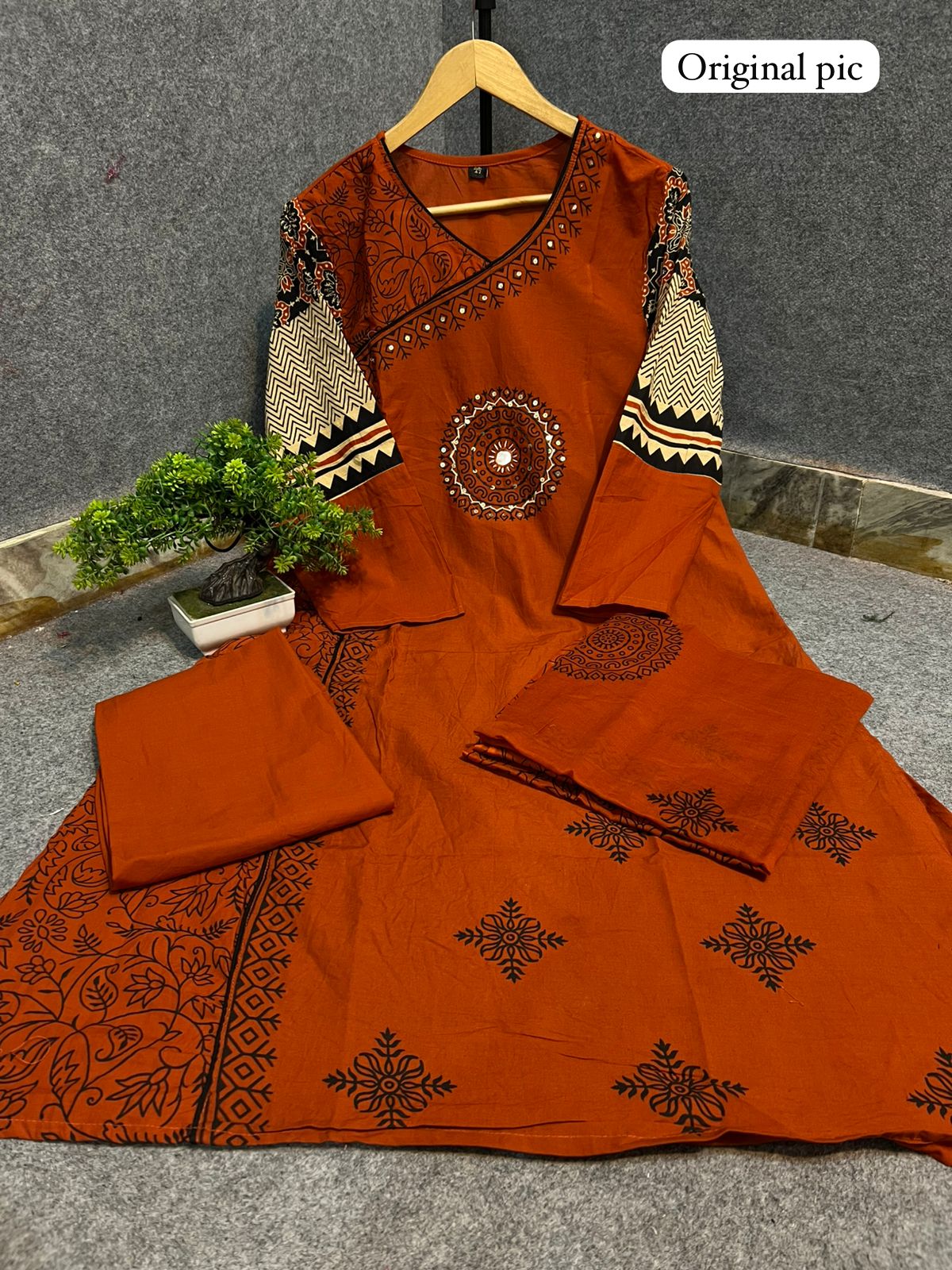 Stylish Rust Jaipuri Cotton Kurta