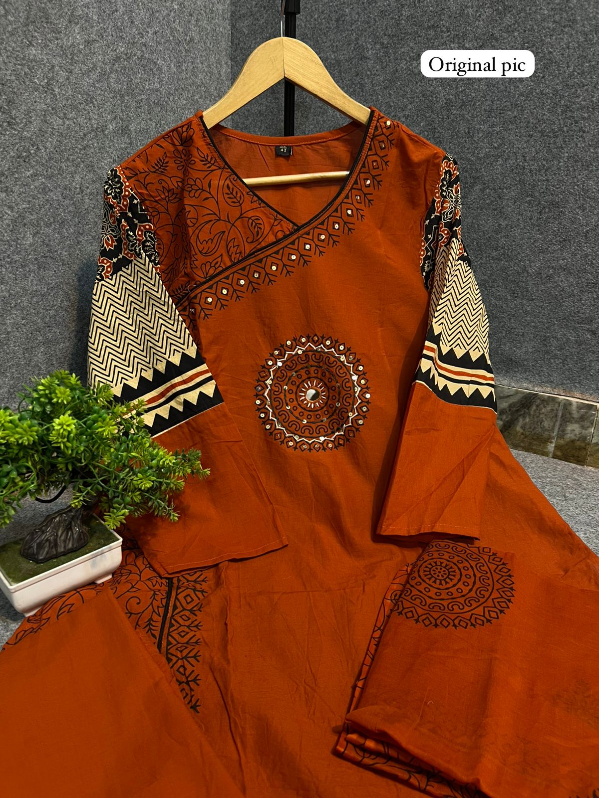 Stylish Rust Jaipuri Cotton Kurta