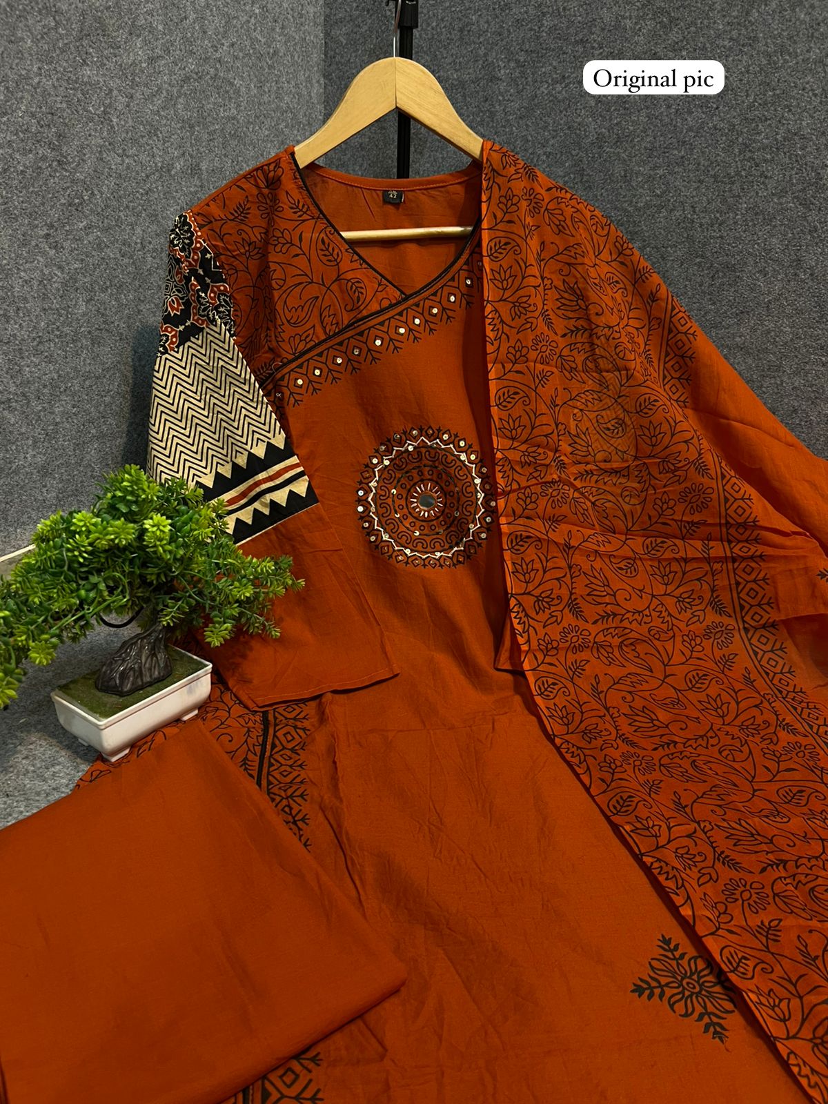 Stylish Rust Jaipuri Cotton Kurta