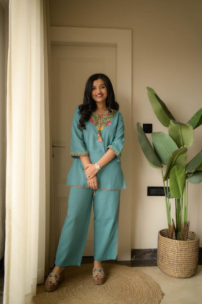 Premium Embroidered Cotton Co-ord Set