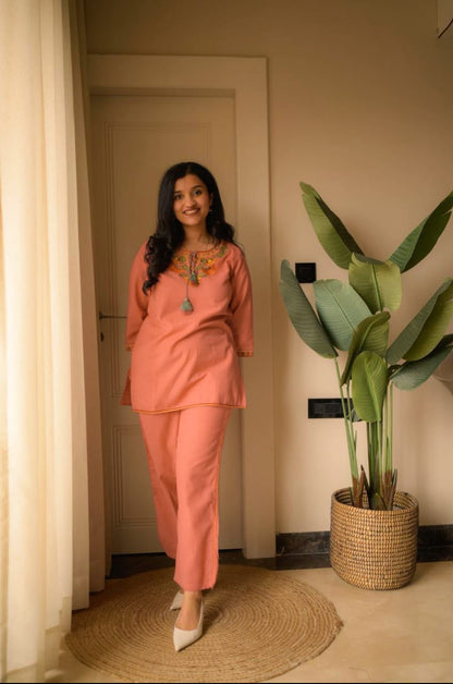 Premium Embroidered Cotton Co-ord Set