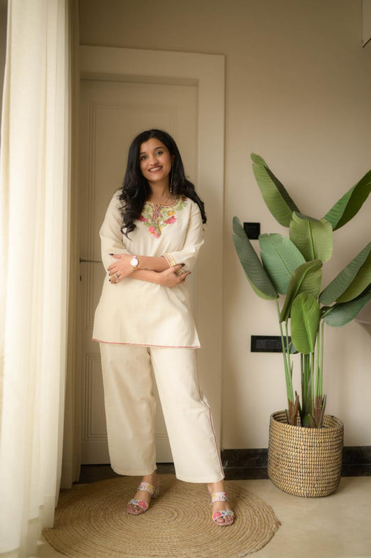 Premium Embroidered Cotton Co-ord Set