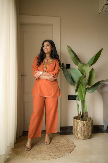 Premium Embroidered Cotton Co-ord Set