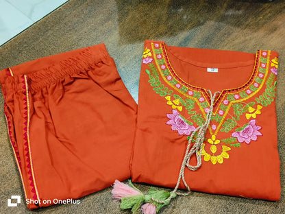 Premium Embroidered Cotton Co-ord Set