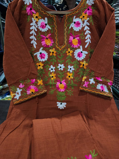 Elegant Embroidered Cotton Co-ord Set