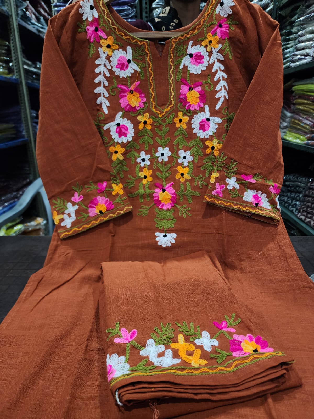 Elegant Embroidered Cotton Co-ord Set