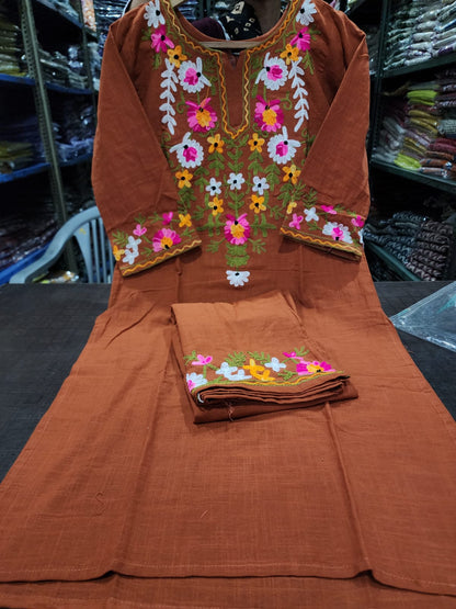 Elegant Embroidered Cotton Co-ord Set