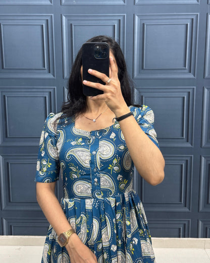 Premium Muslin Cotton Paisley Printed Dress