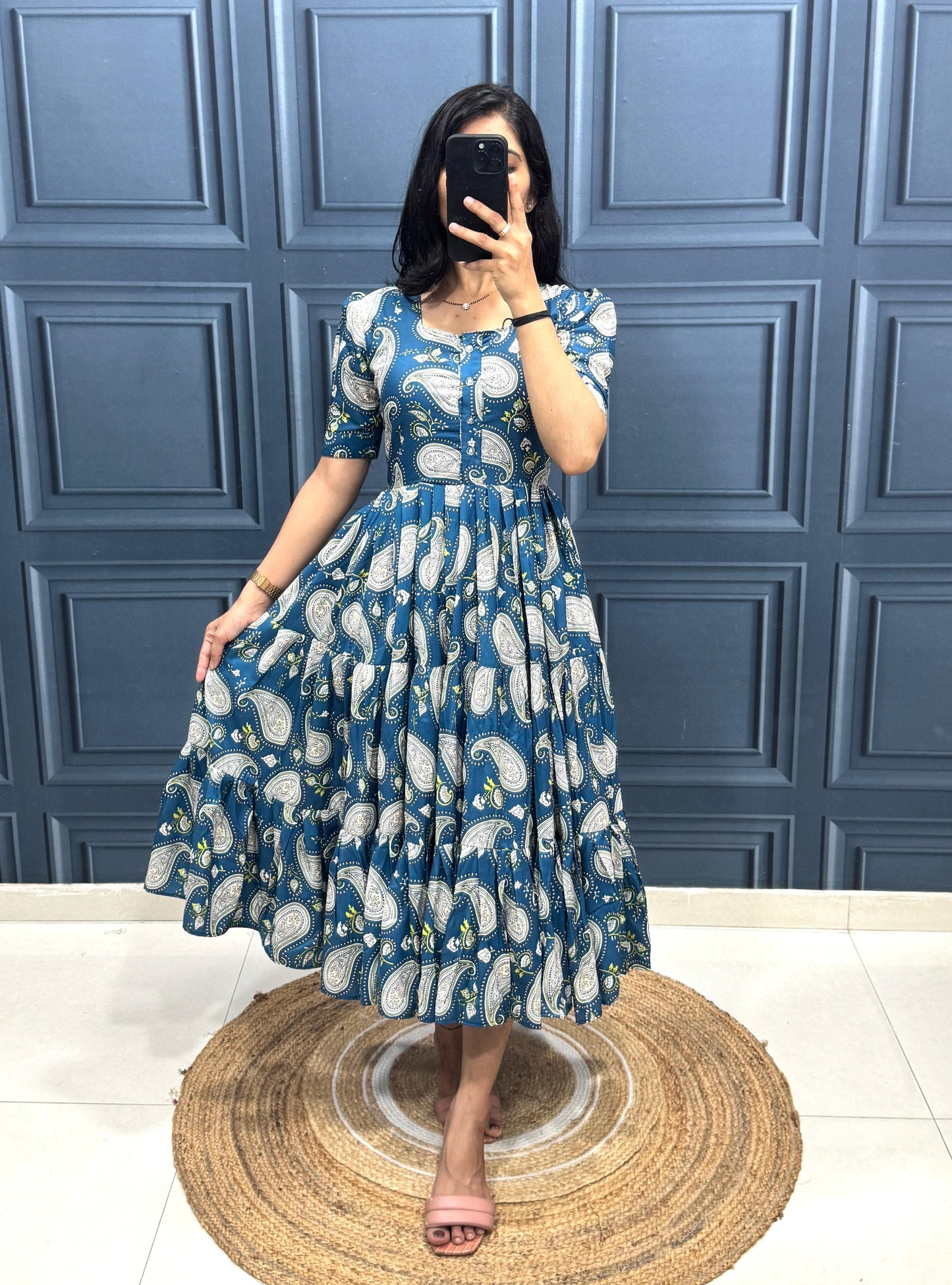 Premium Muslin Cotton Paisley Printed Dress